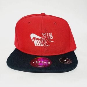 Youth Nike Air Jordan Red Black Snapback Hat NEW
